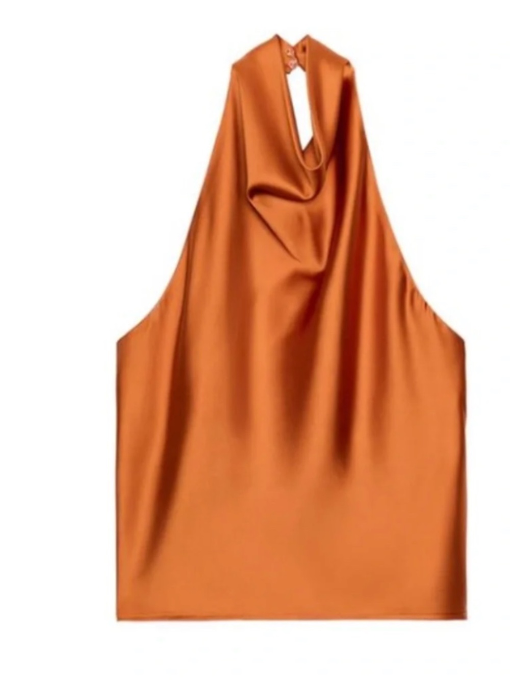 Zara - Satin effect Halter top. Color Burnt Orange. Size M - Picture 6 of 6